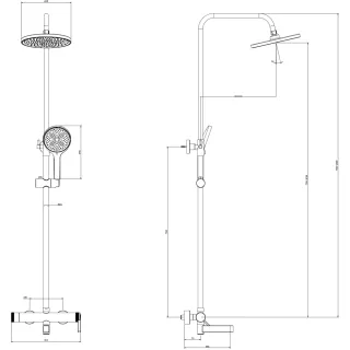Душевая система DQ Bonn DA1703707 225 мм, со смесителем, золотой матовый